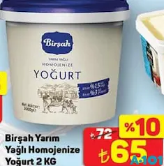 BİRŞAH YARIM YAĞLI HOMOJENİZE YOĞURT 2 KG BİRŞAH YARIM YAĞLI HOMOJENİZE YOĞURT 2 KG